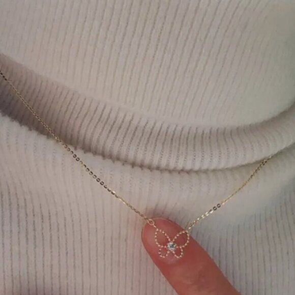 925 Sterling Silver Butterfly Pendant Necklace Gold 14K - Picture 3 of 9